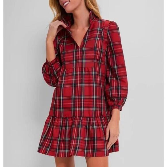 NEW Tuckernuck Women's Medium  Royal Stewart Tartan Palmerston Red Plaid Dress - Picture 2 of 13